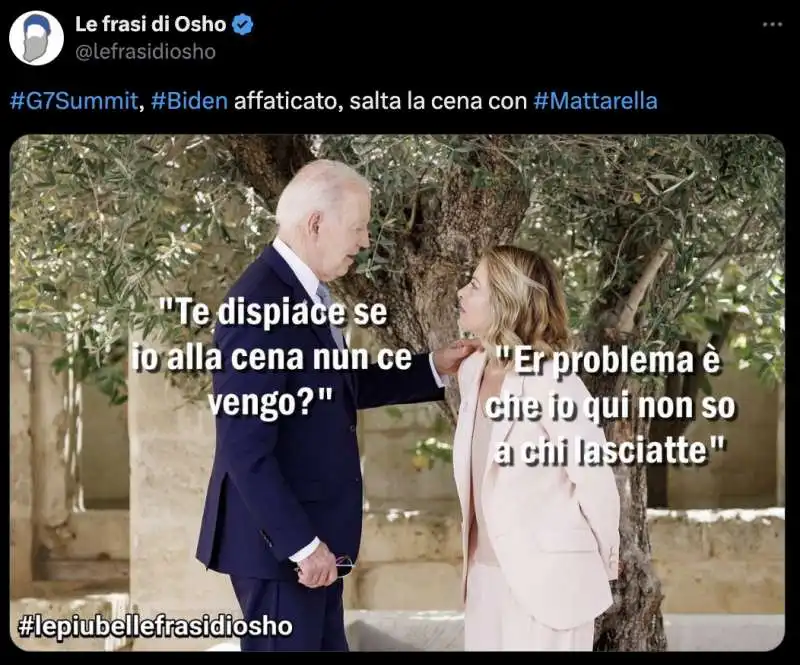 JOE BIDEN SALTA LA CENA CON MATTARELLA -MEME BY OSHO 