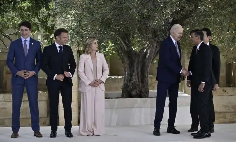 JUSTIN TRUDEAU - EMMANUEL MACRON - GIORGIA MELONI - JOE BIDEN - RISHI SUNAK - FUMIO KISHIDA - G7 BORGO EGNAZIA