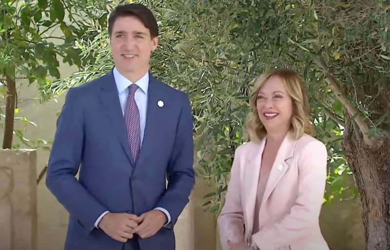 justin trudeau giorgia meloni. g7 borgo egnazia