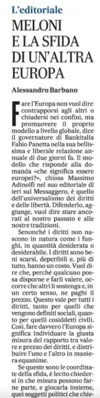 L EDITORIALE DI ALESSANDRO BARBANO CONTRO MELONI E SALVINI - IL MESSAGGERO - 3 GIUGNO 2024