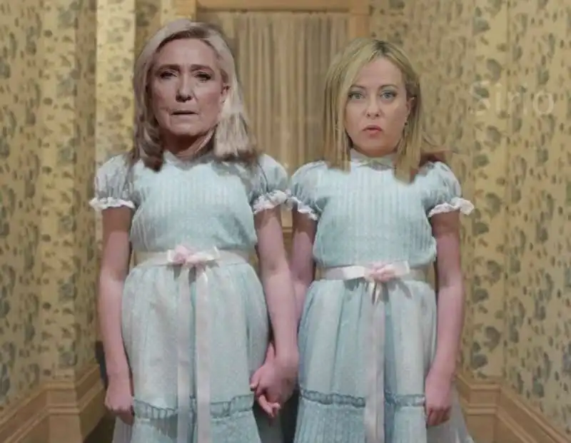 MARINE LE PEN E GIORGIA MELONI COME LE GEMELLE DI SHINING - MEME BY SIRIO 