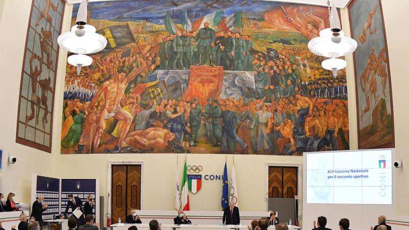 murale apologia del fascismo - salone d onore del coni