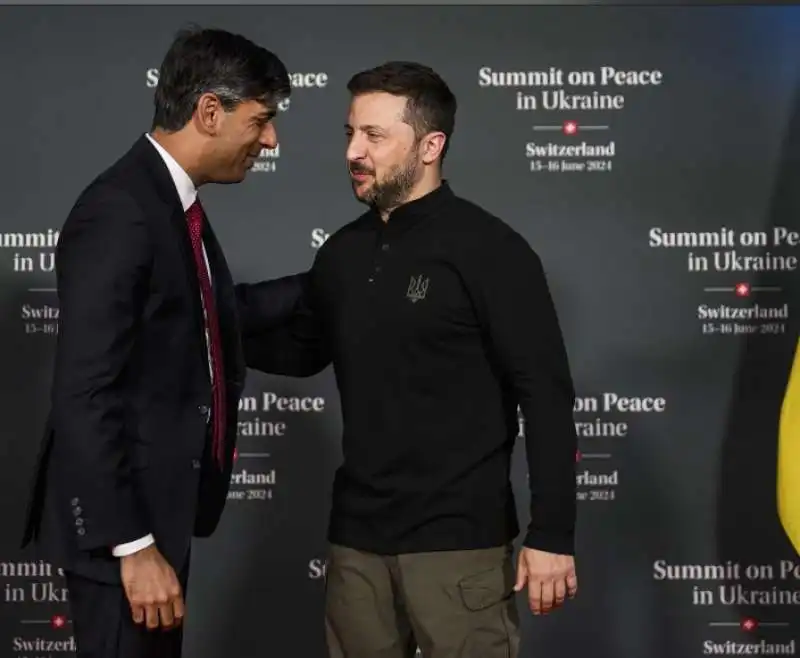 rishi sunak e volodymyr zelensky   summit per la pace   svizzera