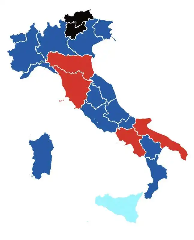 SPARTIZIONE REGIONI ITALIANE ALLE EUROPEE TRA FDI E PD

