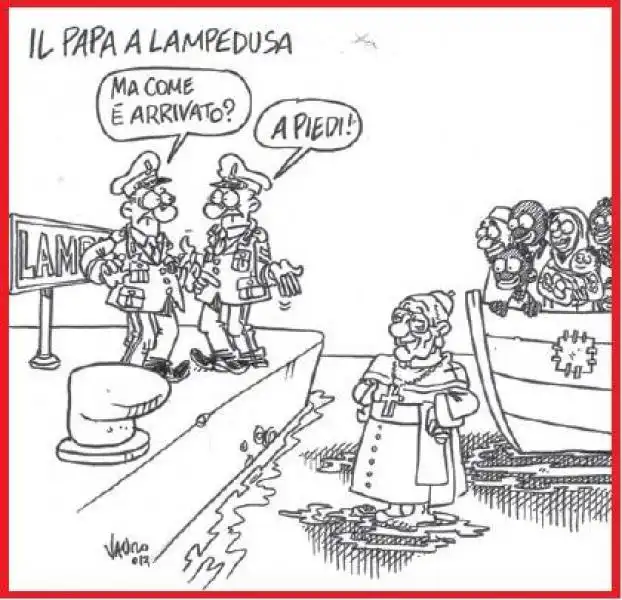 VIGNETTA VAURO PER IL FATTO - PAPA A LAMPEDUSA