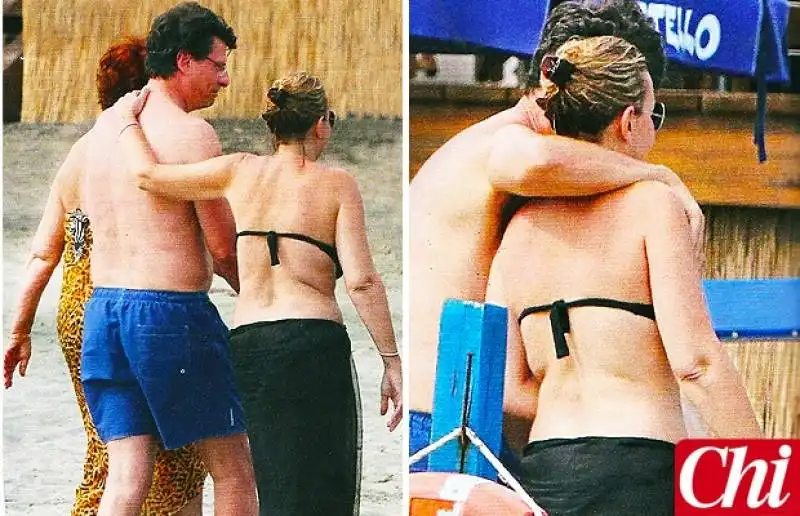 ALESSANDRA MUSSOLINI E MAURO FLORIANI IN SPIAGGIA