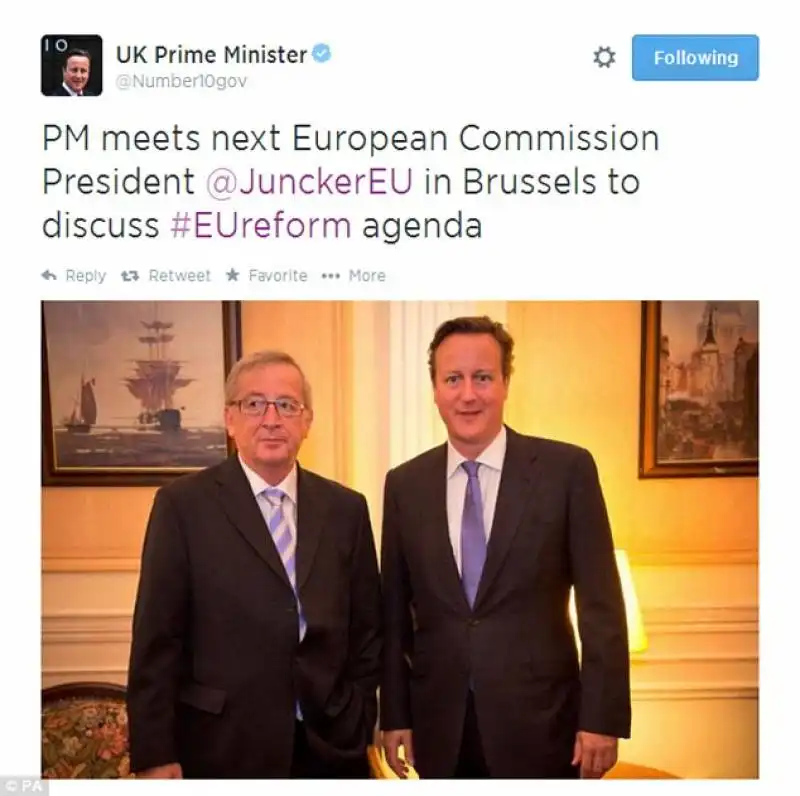 l'incontro tra david cameron e juncker