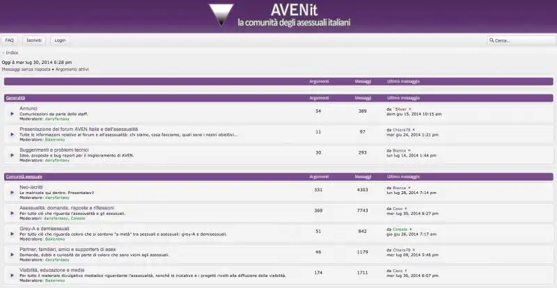 sito aven.it la communità degli assessuali