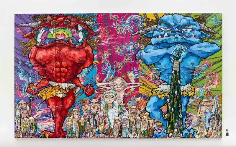 takashi murakami 312 red demon and blue demon with 48 arhats, 2013