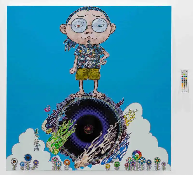 takashi murakami 354 standing on the bridge linking space and time, 2014