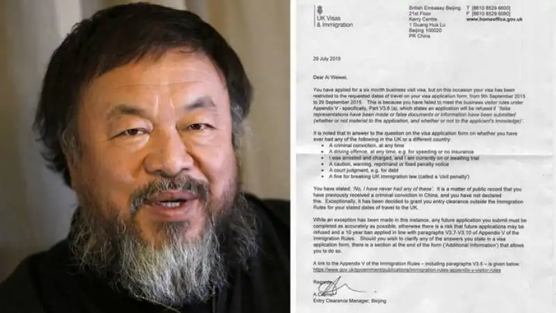 ai weiwei lettera dall inghilterra