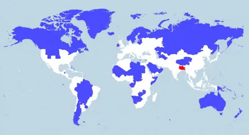 mappa il 5 percento della popolazione in rosso e in blu