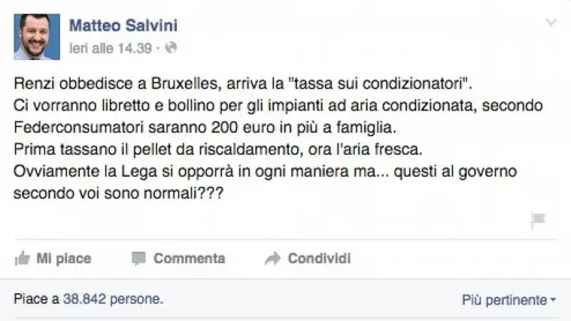 salvini e la tassa sui condizionatori 