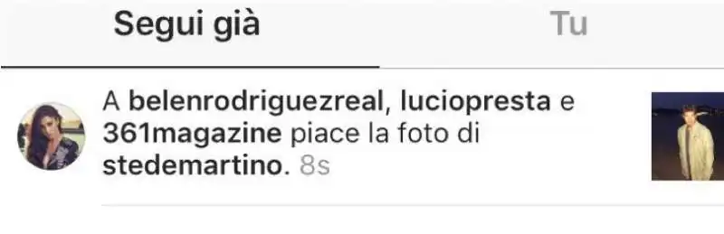 belen e il like a stefano de martino