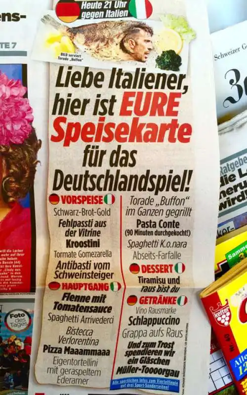 GIORNALI TEDESCHI SU ITALIA GERMANIA 