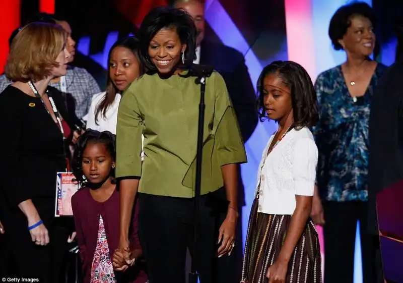  michelle obama con sasha e malia alla convention democratica nel 2008