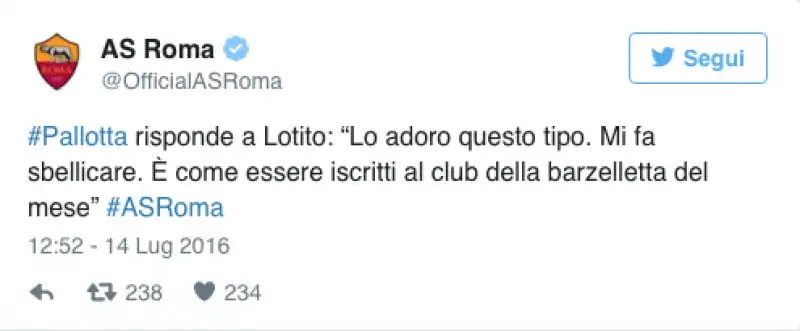 PALLOTTA TWEET