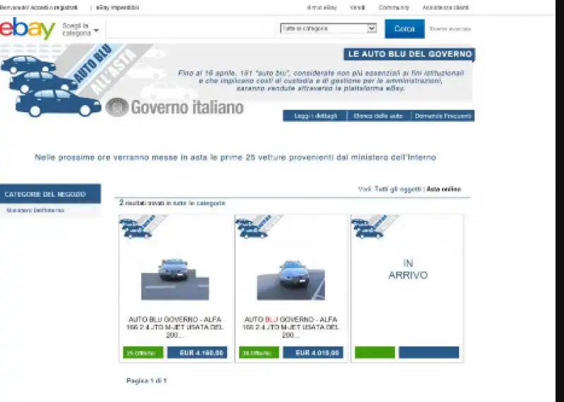 auto blu su ebay