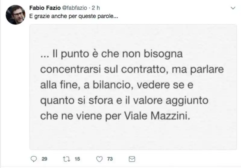 fabio fazio twitta il complotto