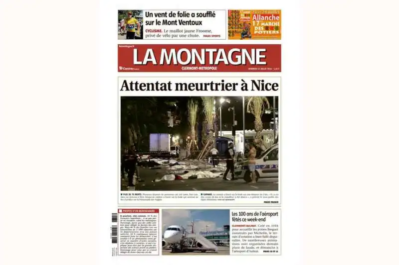 le prime pagine  dei  giornali francesi post nizza