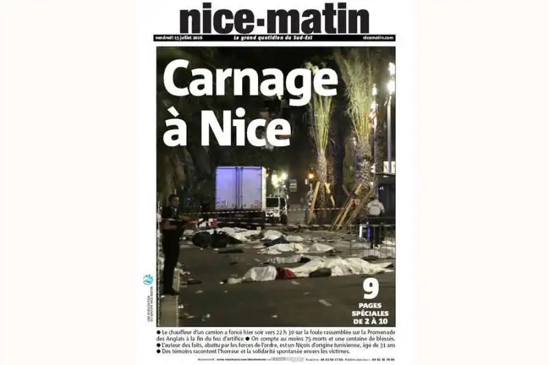 le prime pagine dei giornali francesi post nizza