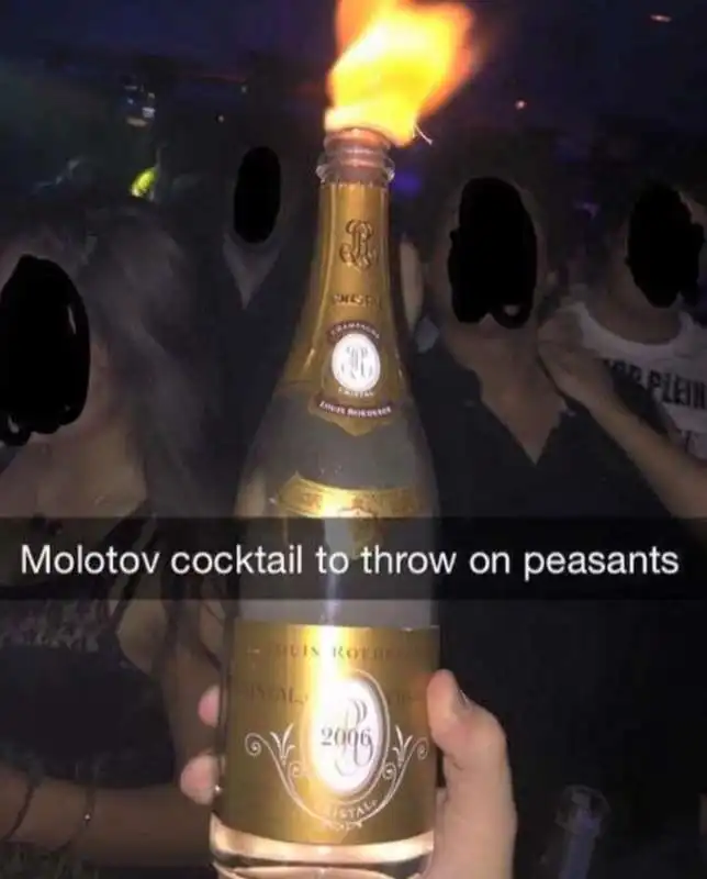 molotov fatta con lo champagne