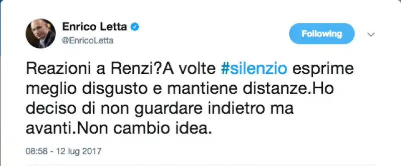 tweet letta su renzi