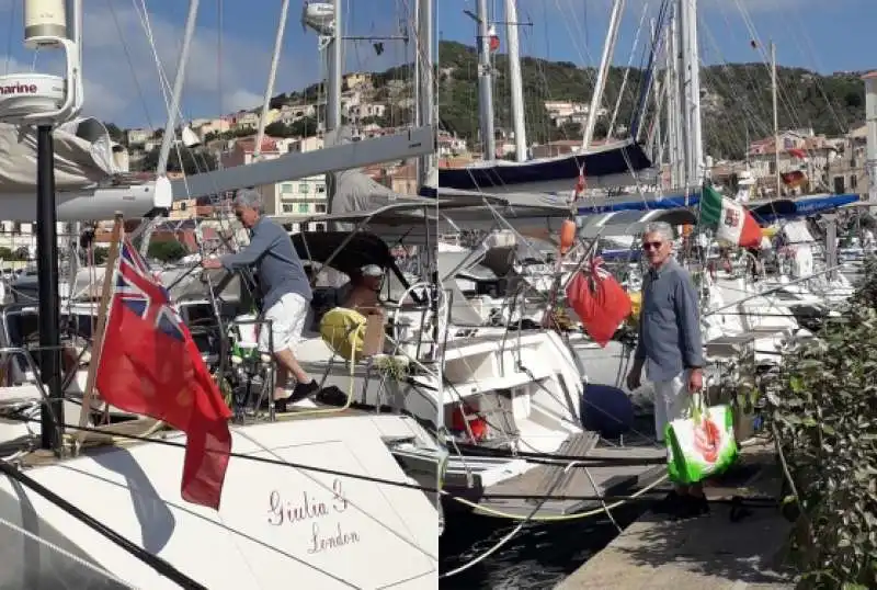 DALEMA AL PORTO DELLA MADDALENA CON LA BARCA CHE BATTE BANDIERA INGLESE