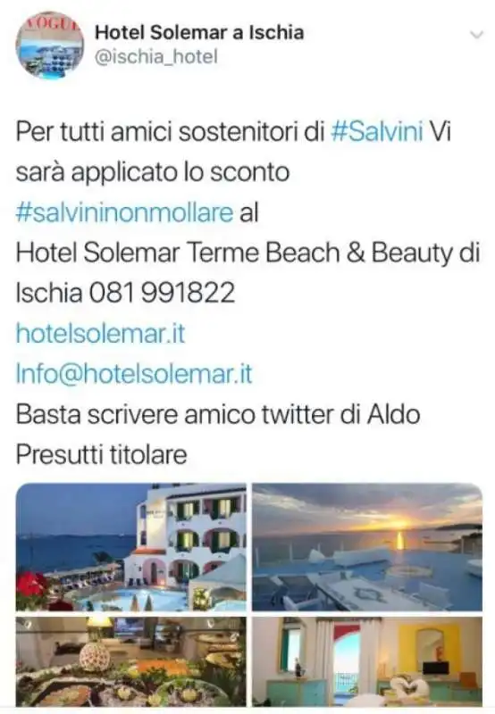 hotel solemar sconto salvini