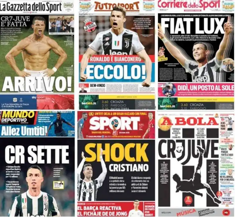 le copertine dei giornali su cristiano ronaldo