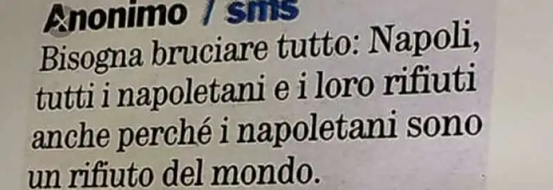 CARTELLO CONTRO NAPOLI ALLA TIBERINA DI POMIGLIANO D ARCO