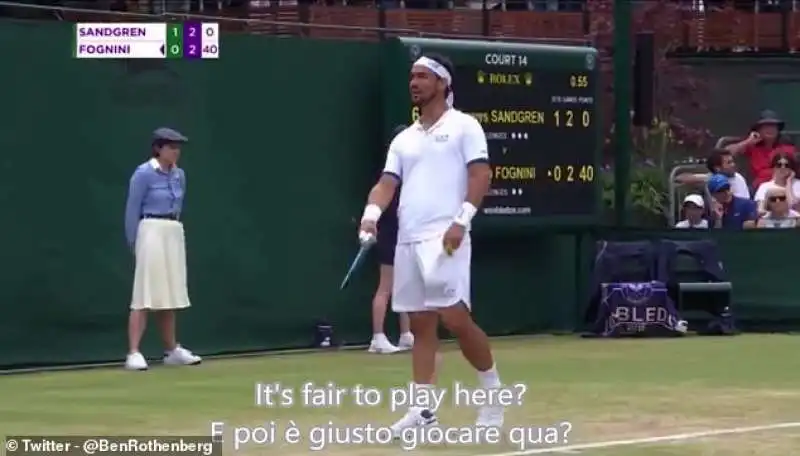 fabio fognini si incazza a wimbledon