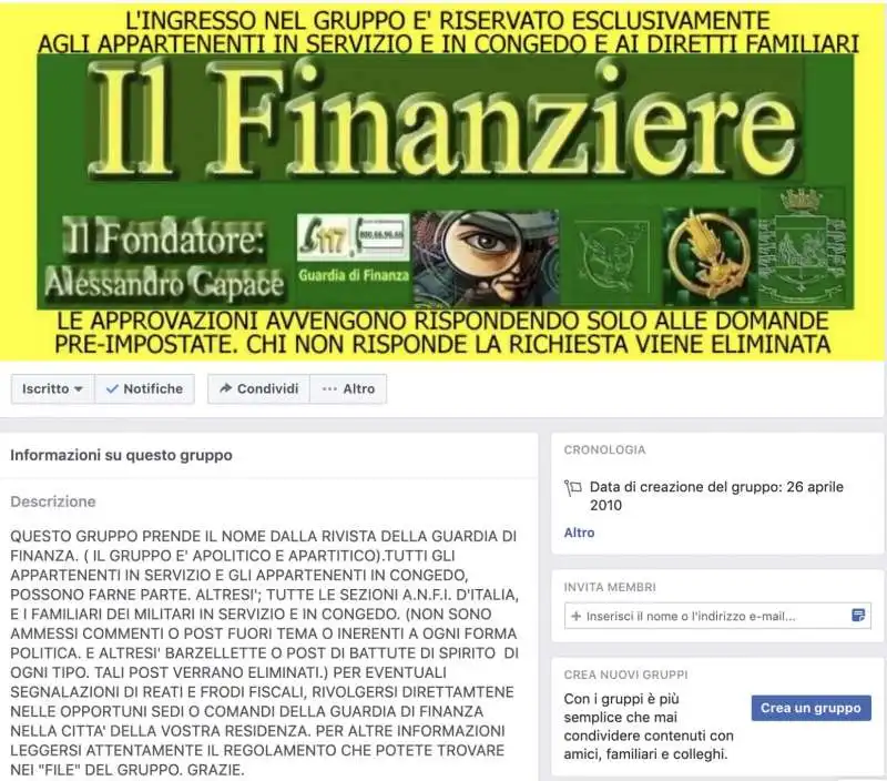 il gruppo facebook riservato ai finanzieri 1