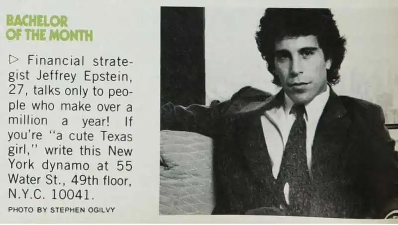 JEFFREY EPSTEIN SCAPOLO DEL MESE PER COSMOPOLITAN - 1980