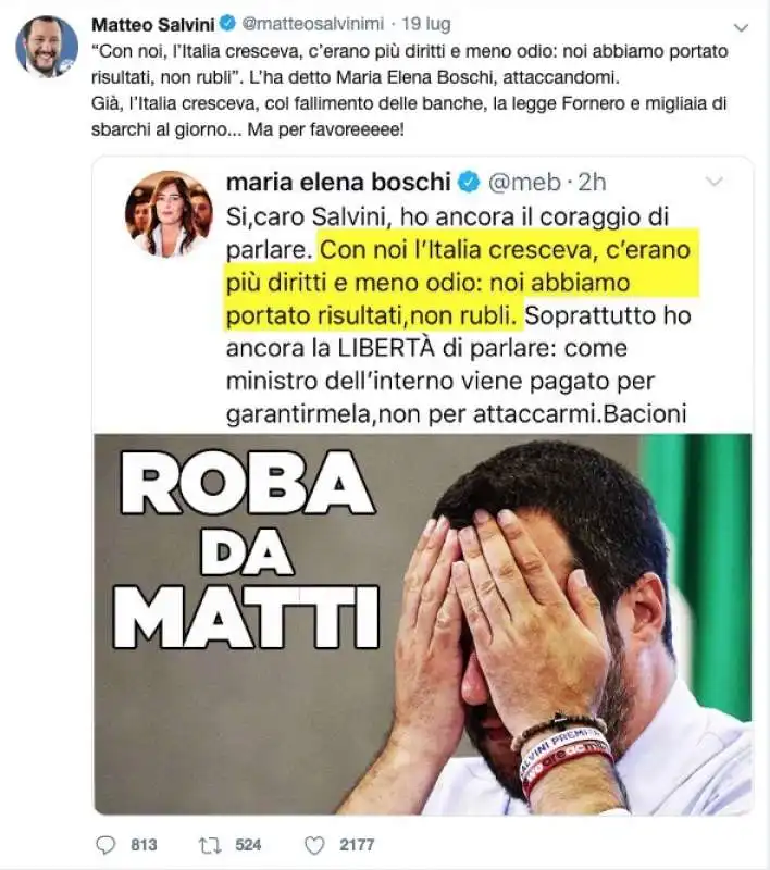 LO SCAZZO TWITTER TRA MATTEO SALVINI E MARIA ELENA BOSCHI