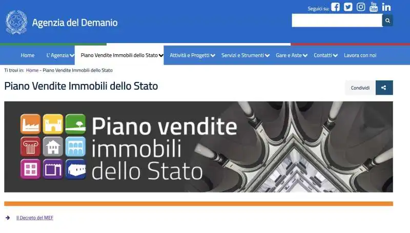 PIANO VENDITE IMMOBILI DELLO STATO