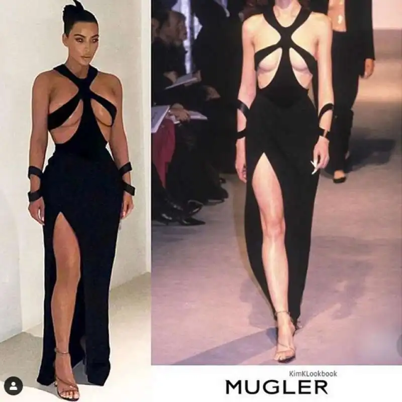 abito mugler di kim kardashian e l'originale 