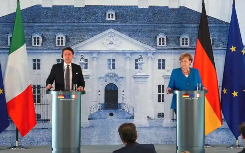 angela merkel e giuseppe conte al castello di meseberg   conferenza stampa