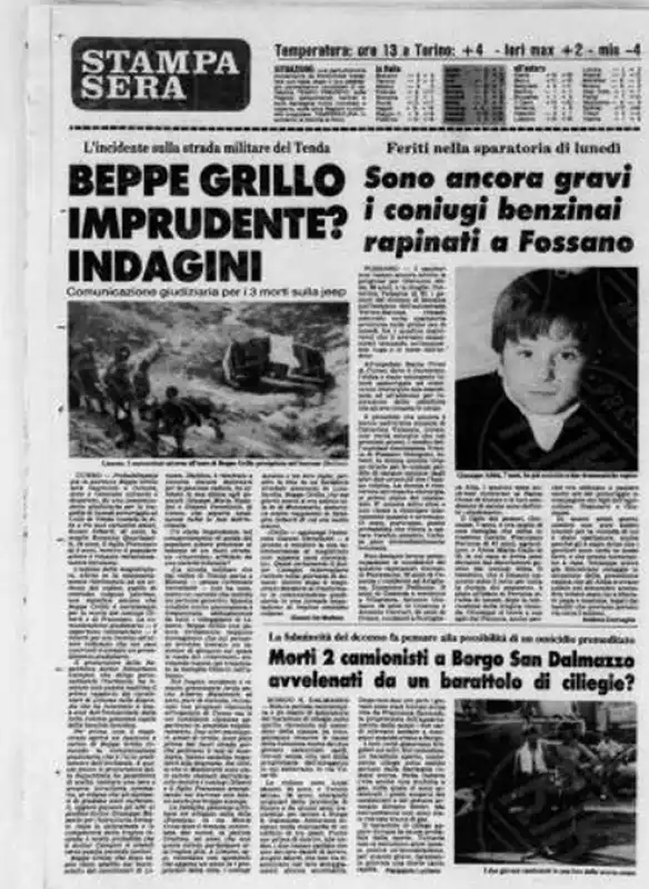 BEPPE GRILLO E L INCIDENTE STRADALE A LIMONE PIEMONTE 