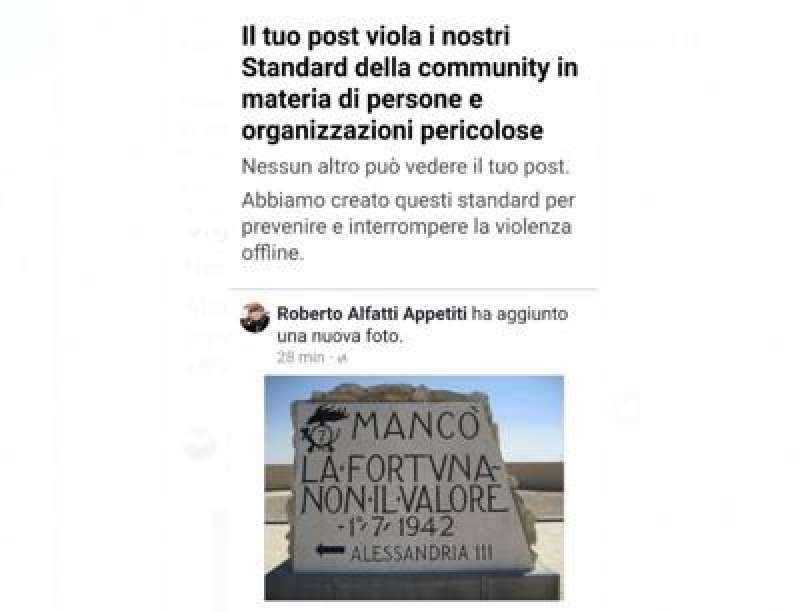 facebook censura il cippo di el alamein