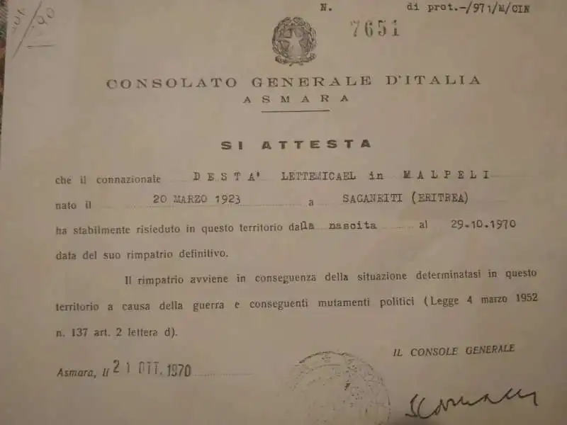 IL CERTIFICATO DI NASCITA DI DESTA MALPELI