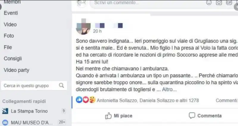 il post della madre del 15enne insultato a grugliasco