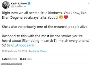 il tweet di kevin porter su ellen degeneres