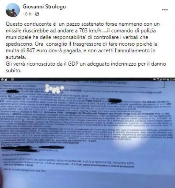 la denuncia della multa monstre