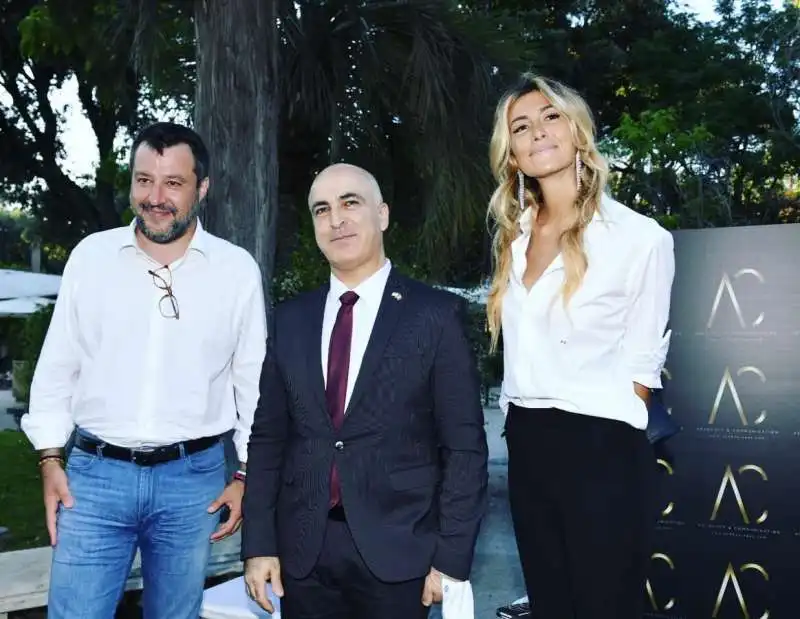 matteo salvini e annalisa chirico con l'ambasciatore di israele dror eydar