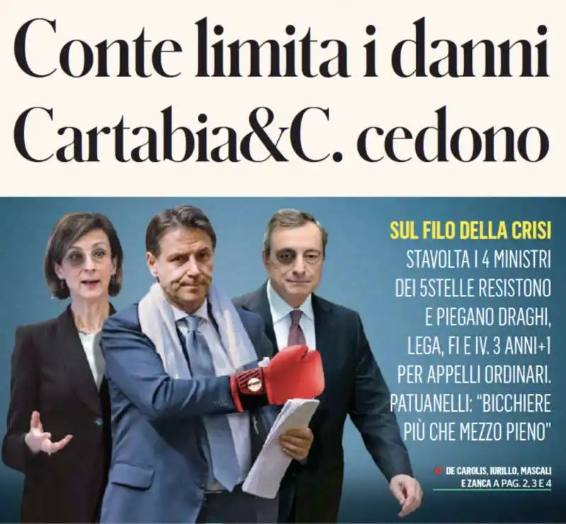 LA PRIMA PAGINA DEL FATTO QUOTIDIANO SULLA RIFORMA DELLA GIUSTIZIA