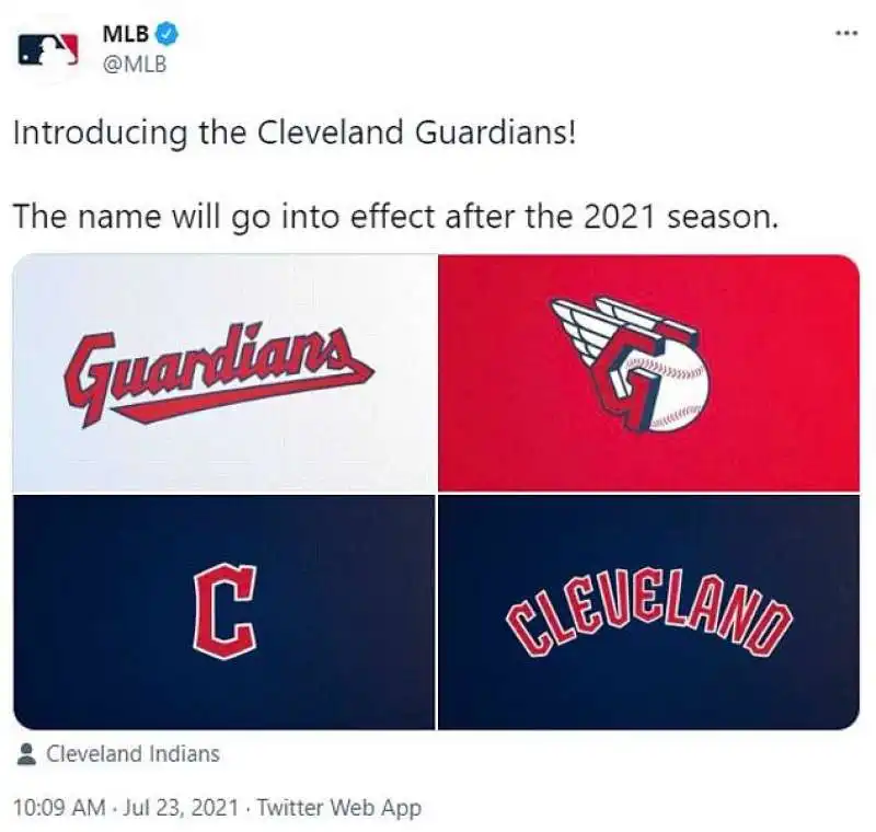 la squadra di baseball cleveland indians diventa guardians 2