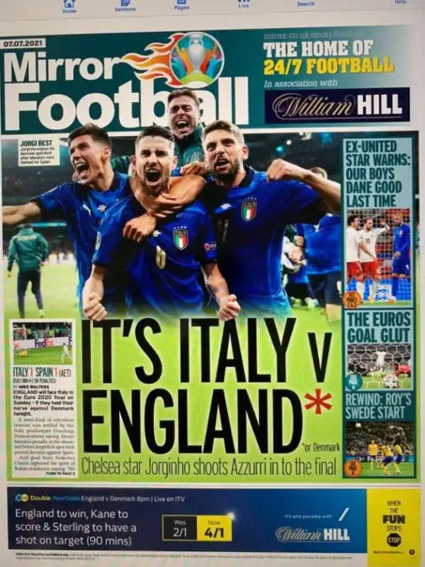 prima pagina mirror football