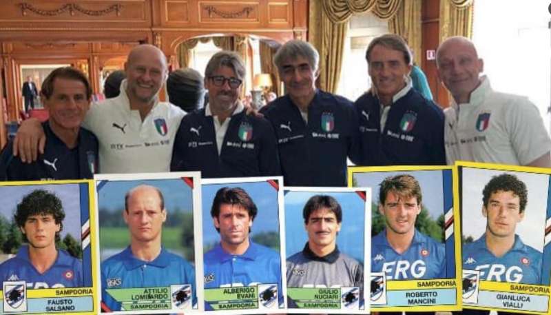 ROBERTO MANCINI E IL SUO STAFF SAMPDORIANO