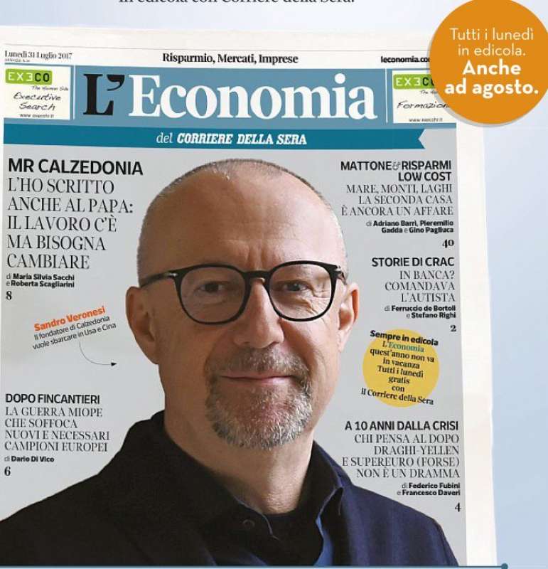 sandro veronesi (calzedonia) in prima sull'economia del corriere